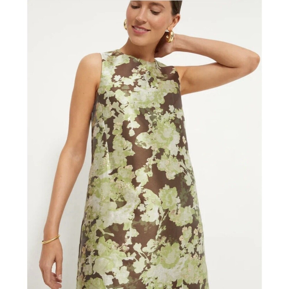Tuckernuck Ellesmere Jacquard Marlowe Shift Dress Womens Sz XL Green Gold Floral